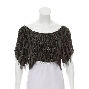 Haute Hippie Black Chain Crop Top